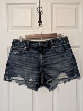 aerie Dark Wash Distressed Denim Cutoff Shorts Sz Medium